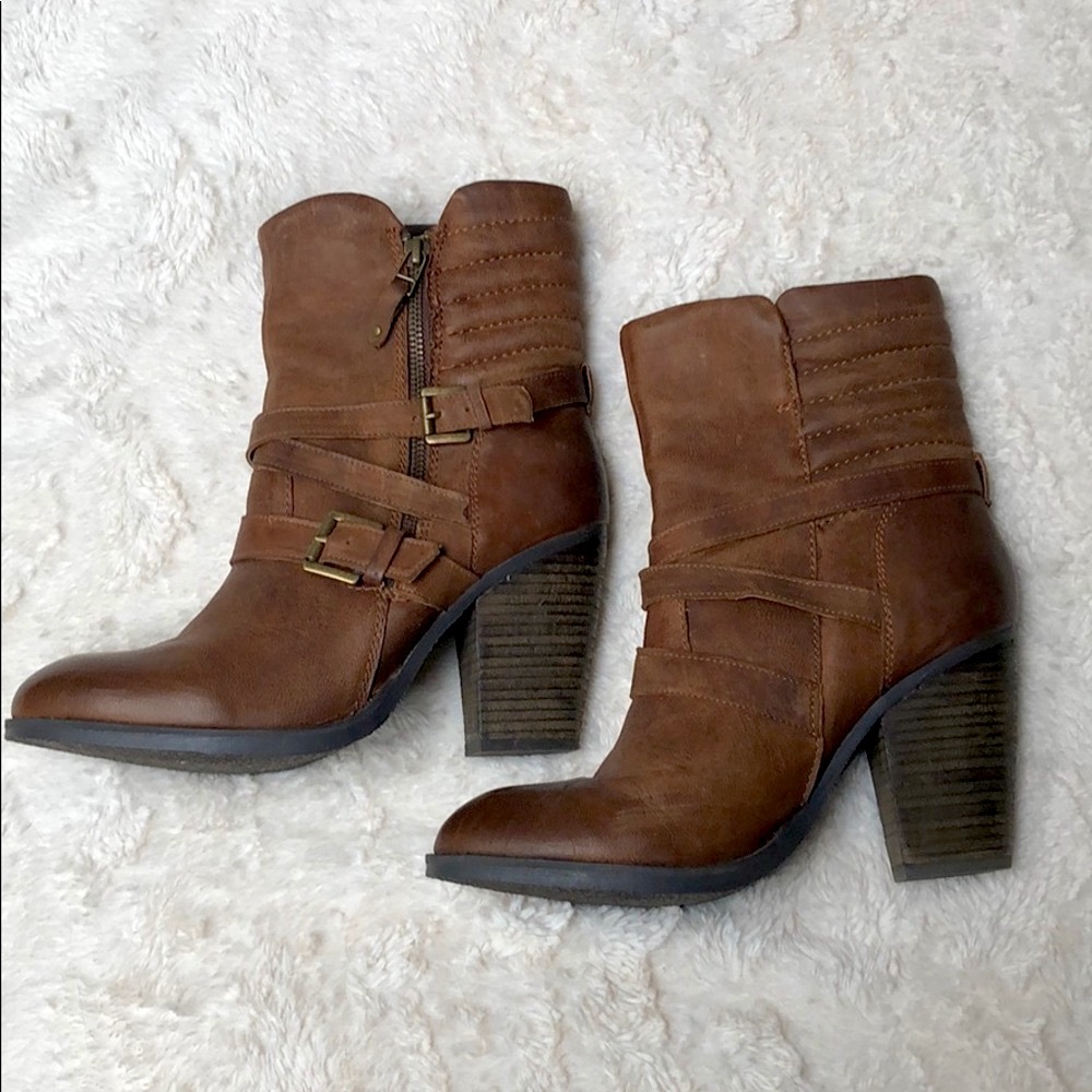 Steve Madden Raleighh Leather Cognac Boots Size 10